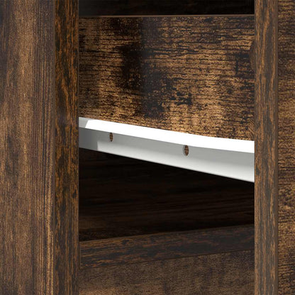Hoge kast 37,5x35x180 cm spaanplaat gerookt eikenkleurig