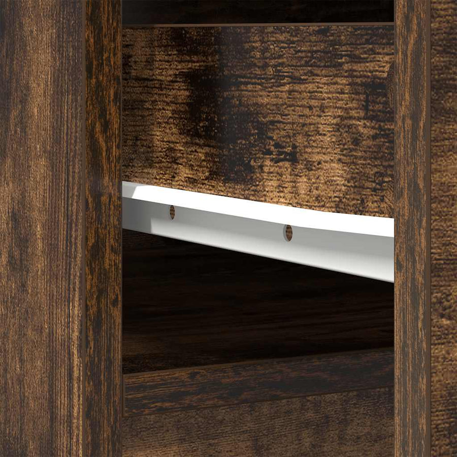 Hoge kast 37,5x35x180 cm spaanplaat gerookt eikenkleurig