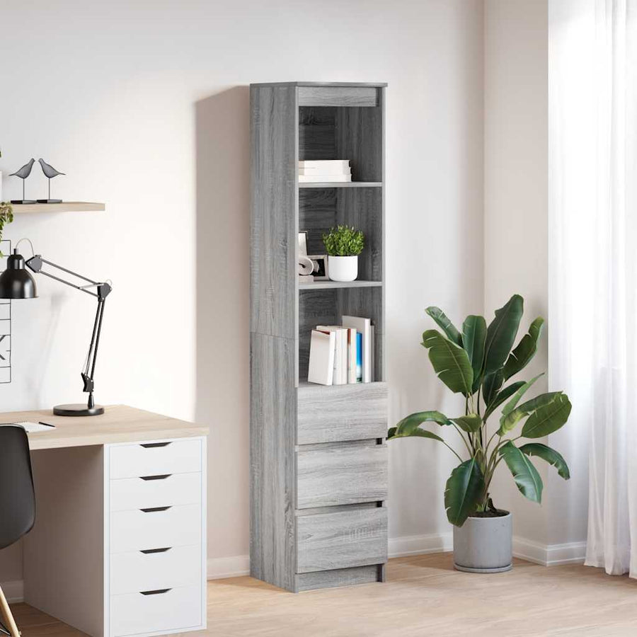 Hoge kast 37,5x35x180 cm spaanplaat grijs sonoma