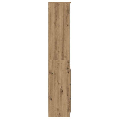 Hoge kast 37,5x35x180 cm bewerkt hout artisanaal eikenkleur