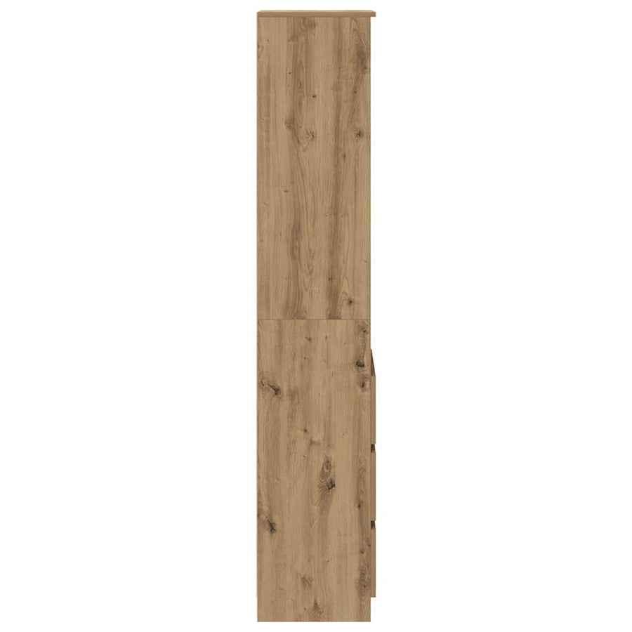 Hoge kast 37,5x35x180 cm bewerkt hout artisanaal eikenkleur