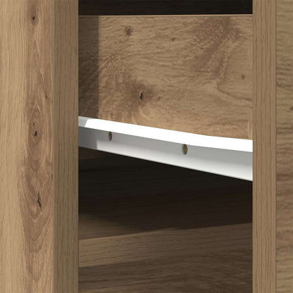 Hoge kast 37,5x35x180 cm bewerkt hout artisanaal eikenkleur