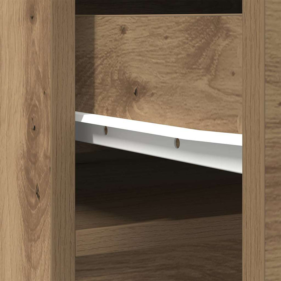 Hoge kast 37,5x35x180 cm bewerkt hout artisanaal eikenkleur