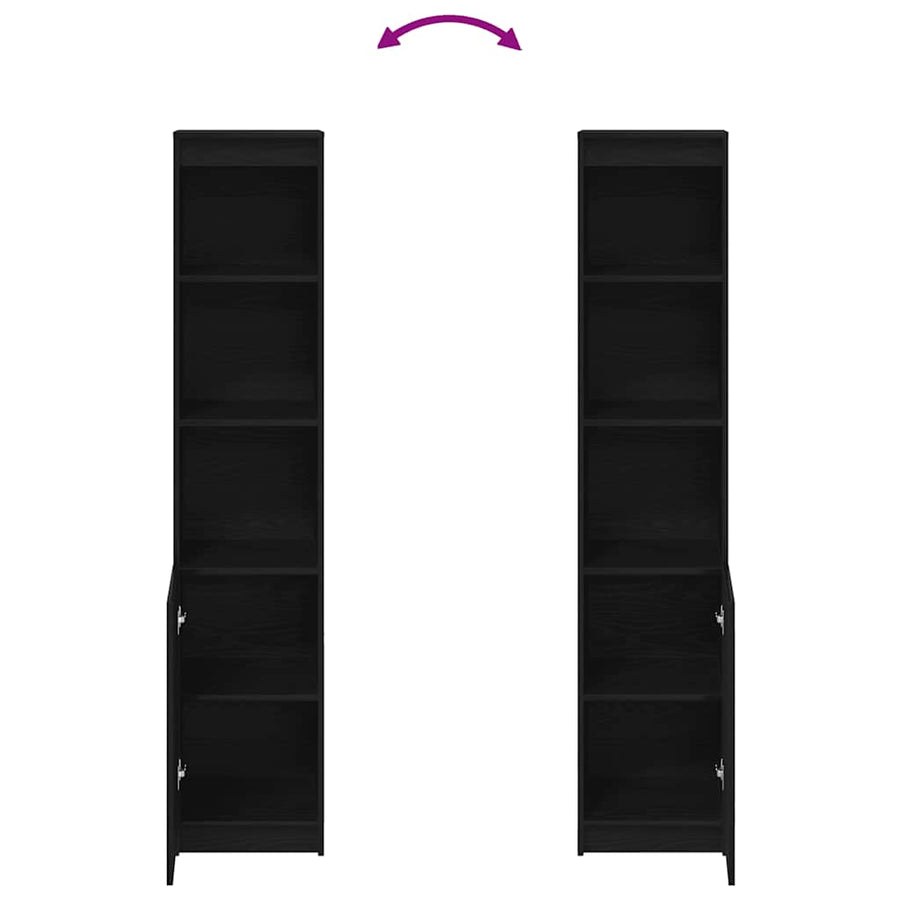Highboard 37,5x35x180 cm spaanplaat zwart eikenkleurig