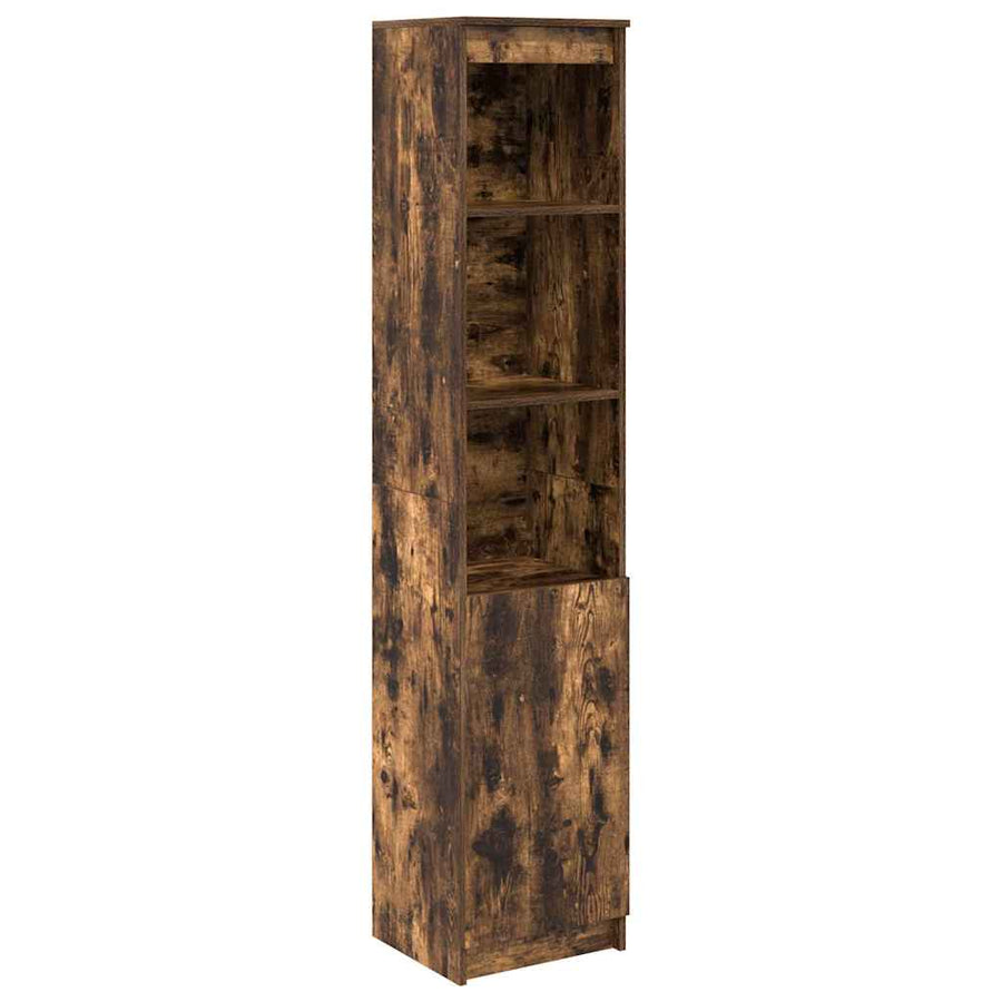 Hoge kast 37,5x35x180 cm spaanplaat gerookt eikenkleurig