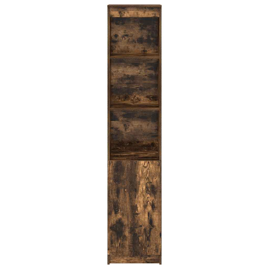 Hoge kast 37,5x35x180 cm spaanplaat gerookt eikenkleurig