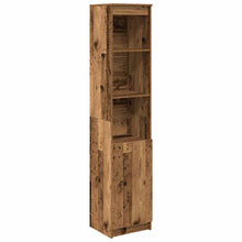 Hoge kast 37,5x35x180 cm bewerkt hout oud houtkleurig