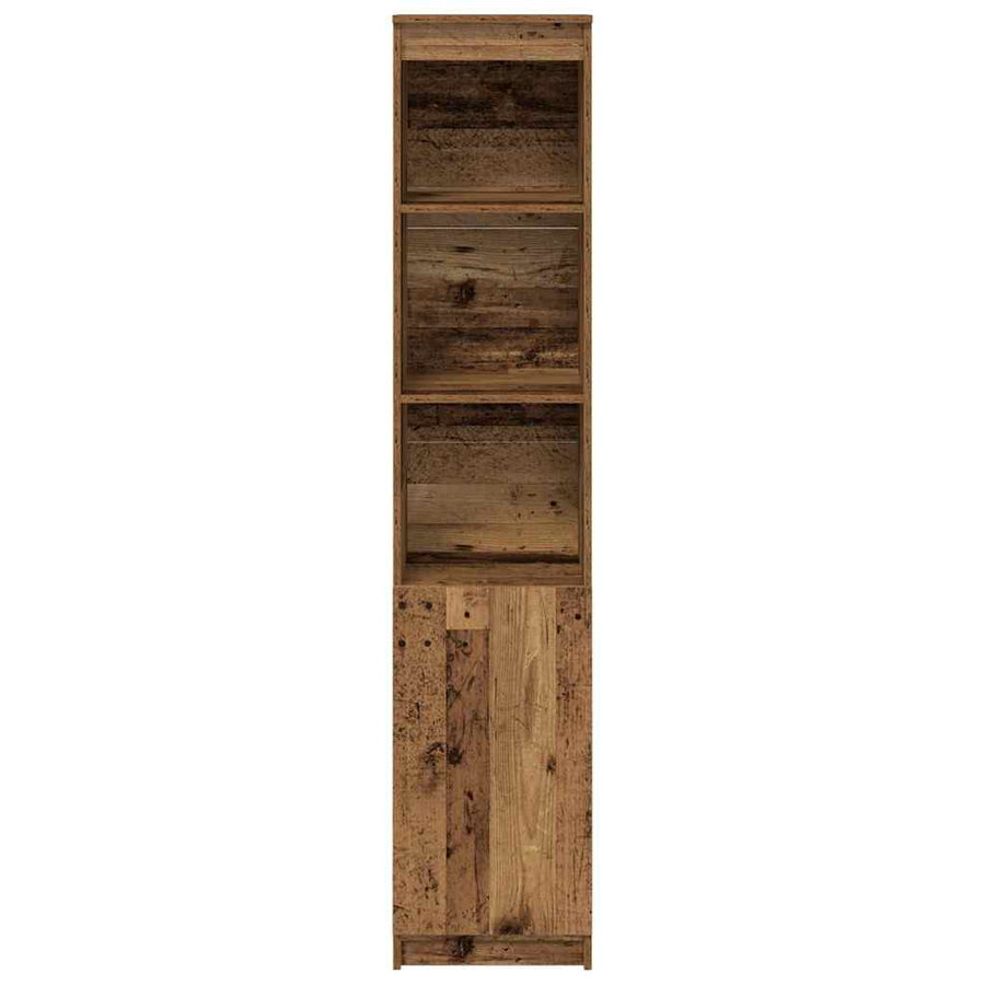 Hoge kast 37,5x35x180 cm bewerkt hout oud houtkleurig