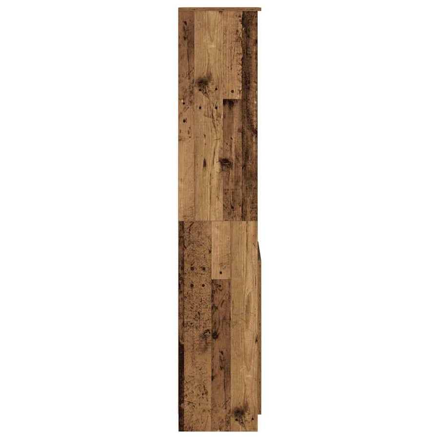 Hoge kast 37,5x35x180 cm bewerkt hout oud houtkleurig