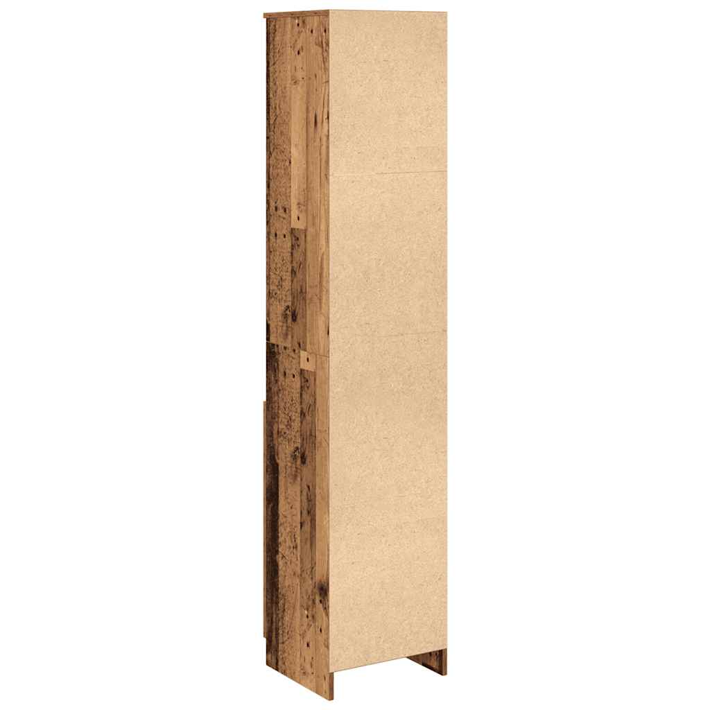 Hoge kast 37,5x35x180 cm bewerkt hout oud houtkleurig
