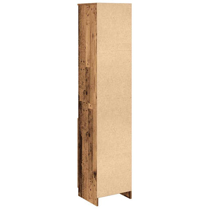 Hoge kast 37,5x35x180 cm bewerkt hout oud houtkleurig