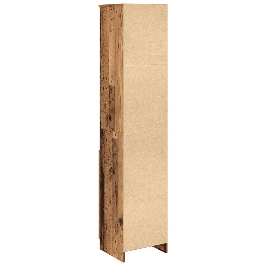Hoge kast 37,5x35x180 cm bewerkt hout oud houtkleurig