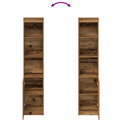 Hoge kast 37,5x35x180 cm bewerkt hout oud houtkleurig