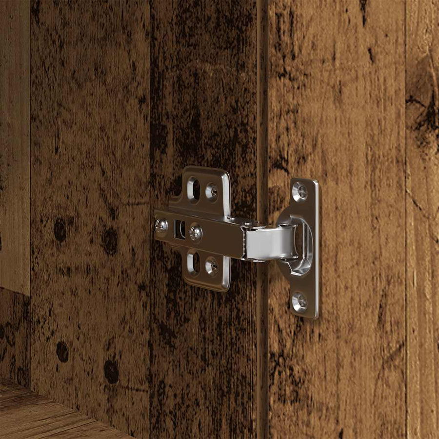 Hoge kast 37,5x35x180 cm bewerkt hout oud houtkleurig