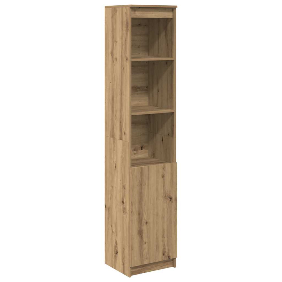 Hoge kast 37,5x35x180 cm bewerkt hout artisanaal eikenkleur