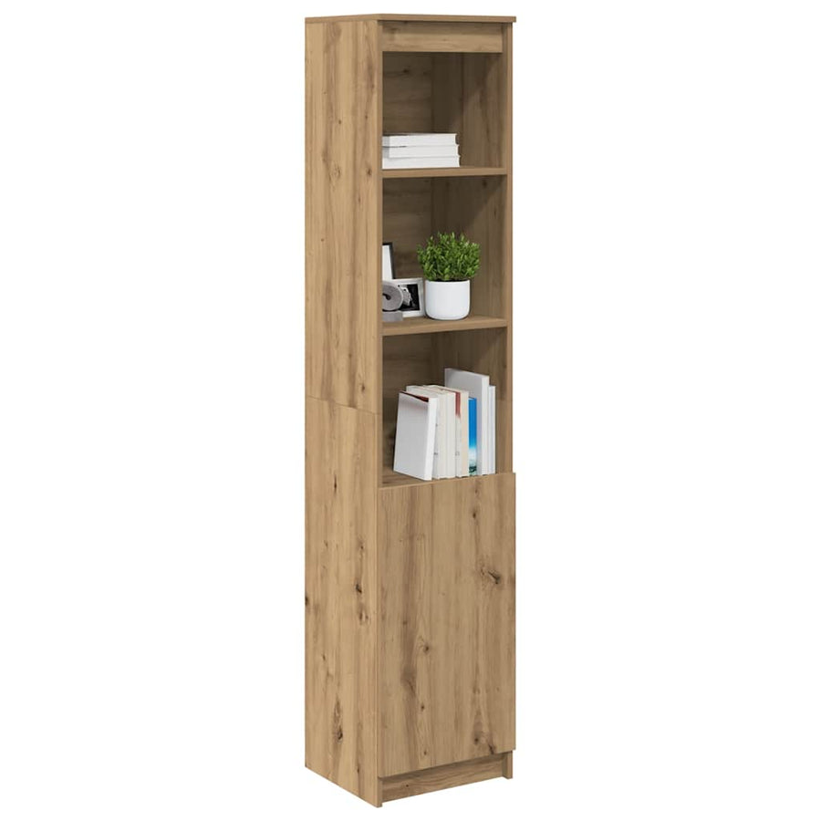 Hoge kast 37,5x35x180 cm bewerkt hout artisanaal eikenkleur