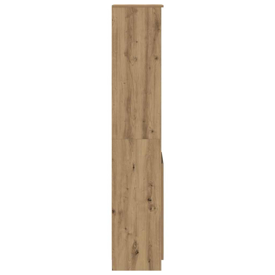 Hoge kast 37,5x35x180 cm bewerkt hout artisanaal eikenkleur