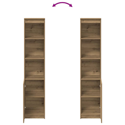 Hoge kast 37,5x35x180 cm bewerkt hout artisanaal eikenkleur