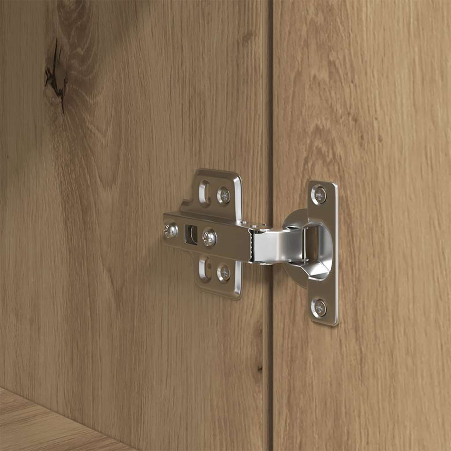 Hoge kast 37,5x35x180 cm bewerkt hout artisanaal eikenkleur
