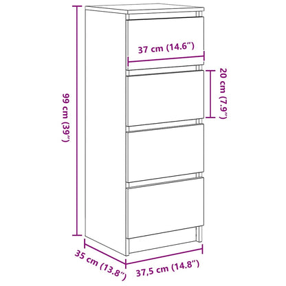 Dressoir 37,5X35X99 Cm Spaanplaat Grijs sonoma