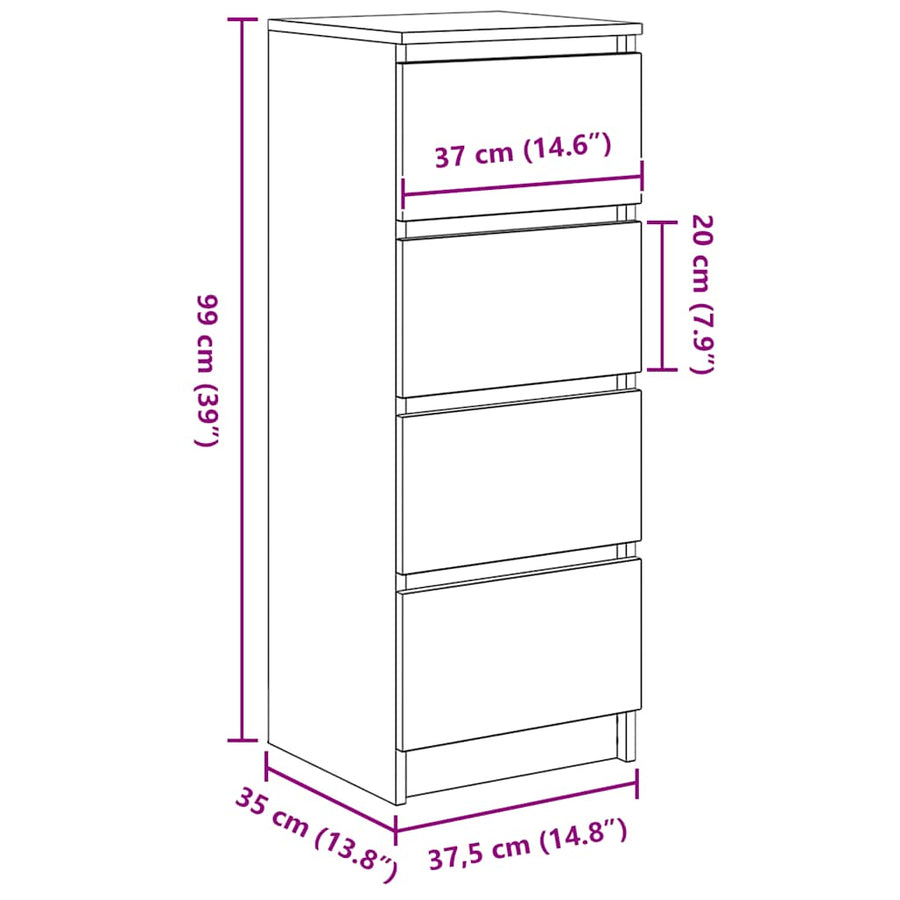 Dressoir 37,5x35x99 cm spaanplaat ambachtelijk eikenkleurig