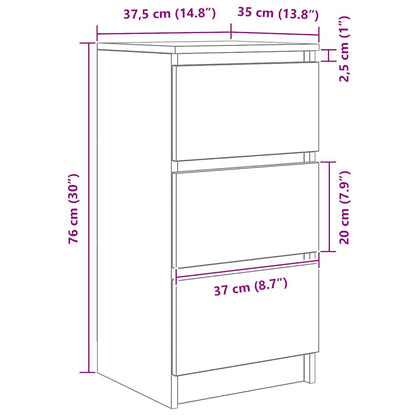 Dressoir 37,5x35x76 cm bewerkt hout grijs sonoma eikenkleurig