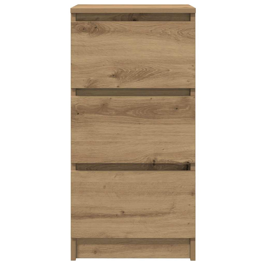 Dressoir 37,5x35x76 cm bewerkt hout artisanaal eikenkleurig