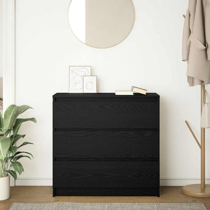 Dressoir 80x35x76 cm spaanplaat zwart eikenkleurig