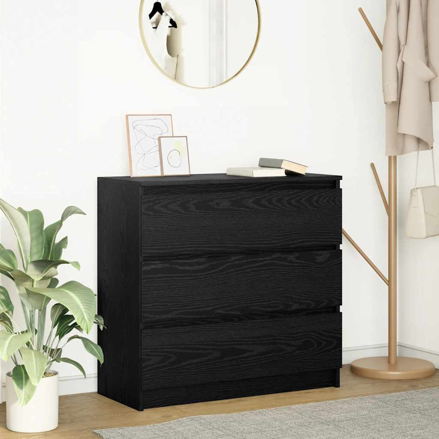 Dressoir 80x35x76 cm spaanplaat zwart eikenkleurig