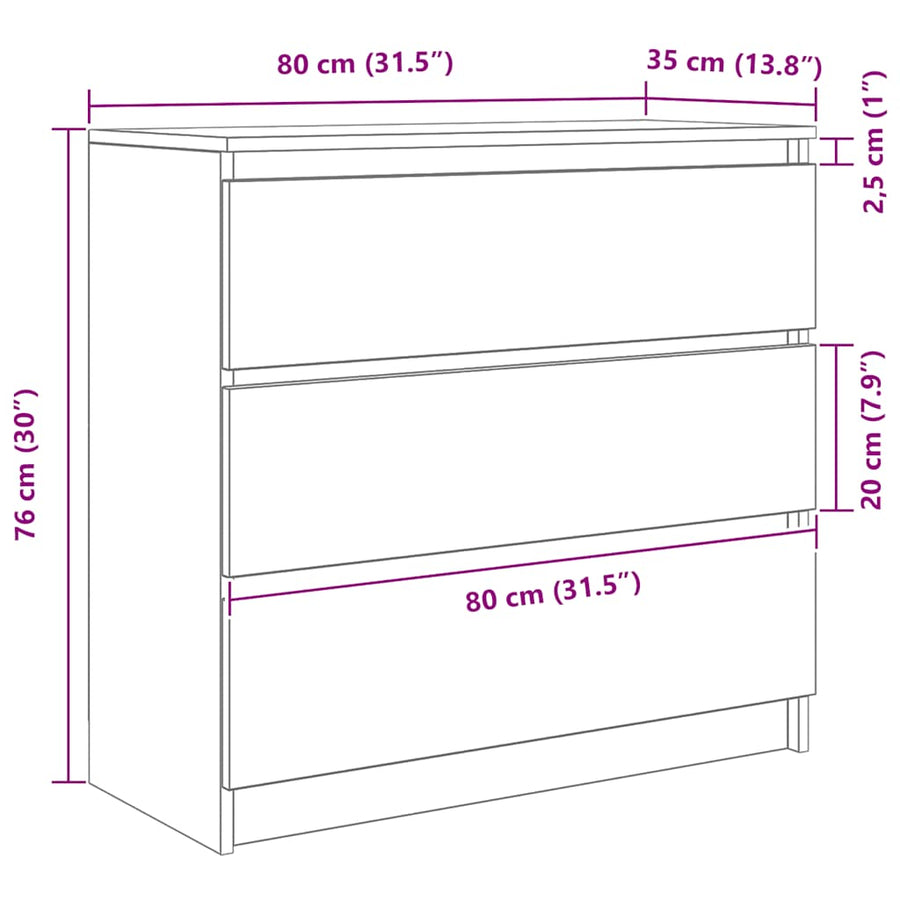 Dressoir 80x35x76 cm spaanplaat grijs sonoma
