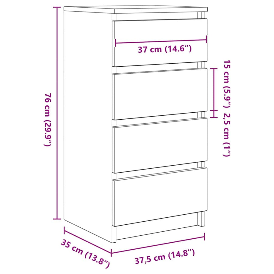 Dressoir 37,5x35x76 cm spaanplaat zwart eikenkleurig