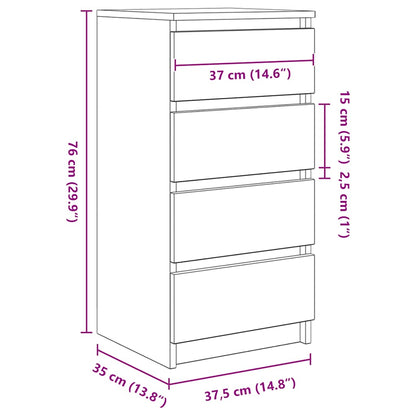Dressoir 37,5x35x76 cm bewerkt hout oud houtkleurig