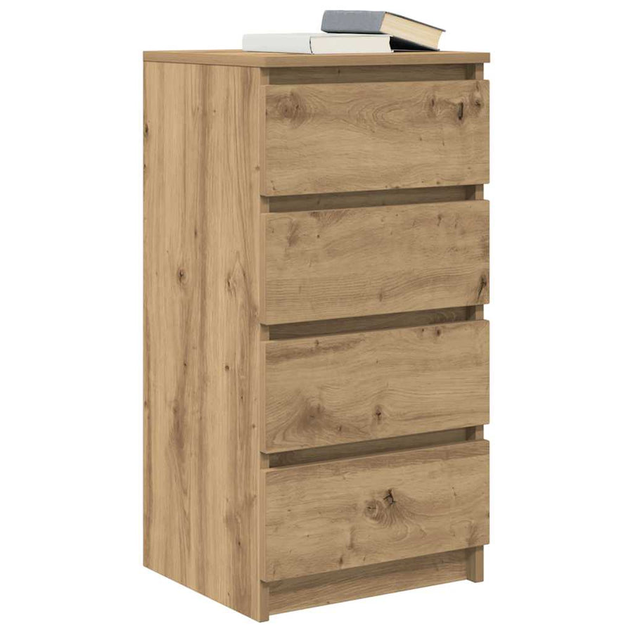 Dressoir 37,5x35x76 cm bewerkt hout artisanaal eikenkleurig