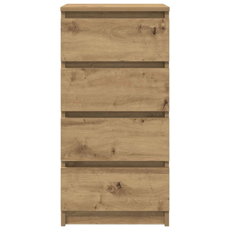 Dressoir 37,5x35x76 cm bewerkt hout artisanaal eikenkleurig