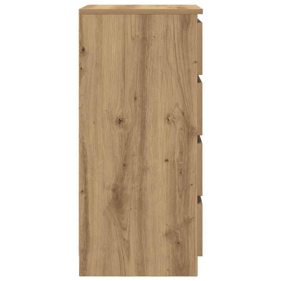 Dressoir 37,5x35x76 cm bewerkt hout artisanaal eikenkleurig