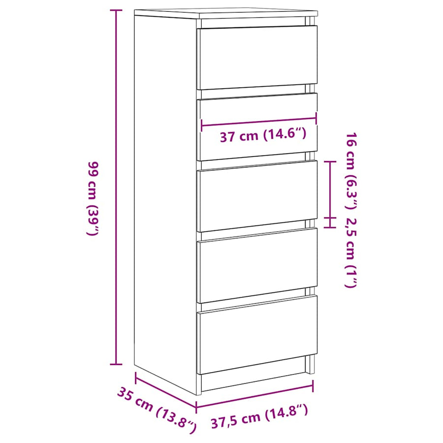 Dressoir met lades 37,5x35x99 cm spaanplaat wit