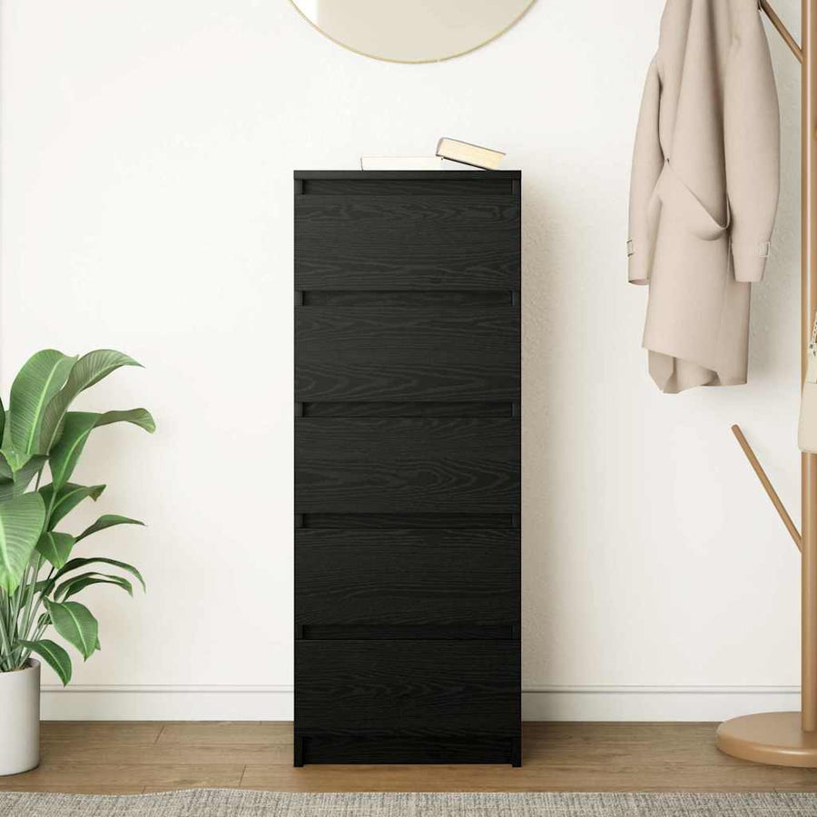 Dressoir met lades 37,5x35x99 cm spaanplaat zwart eikenkleurig