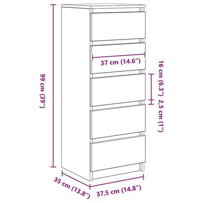 Dressoir met lades 37,5x35x99 cm spaanplaat zwart eikenkleurig