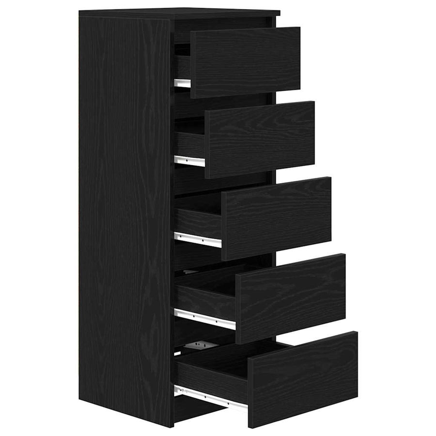 Dressoir met lades 37,5x35x99 cm spaanplaat zwart eikenkleurig
