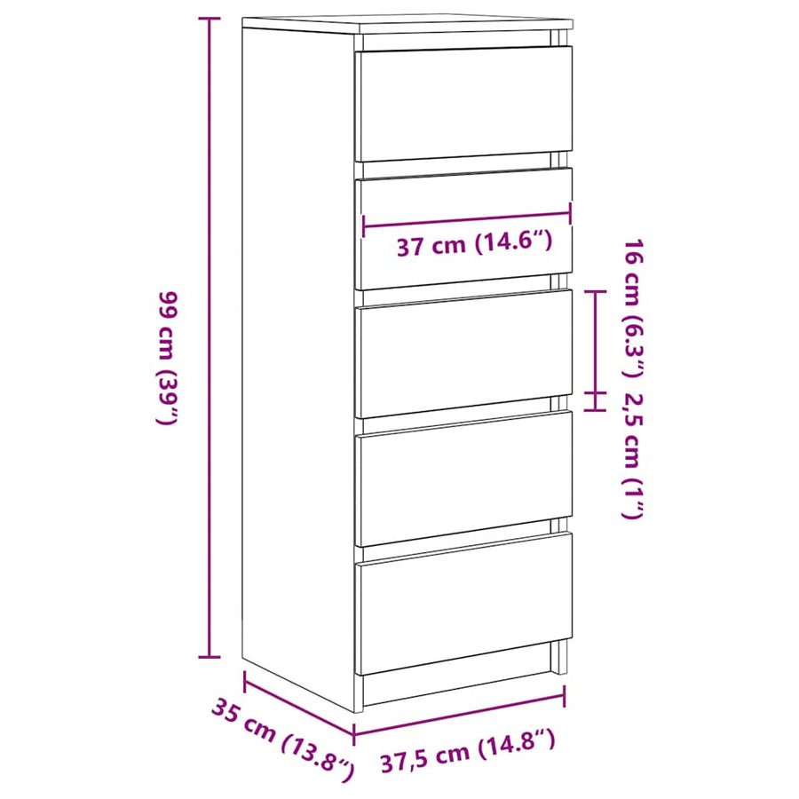 Dressoir met lades 37,5x35x99 cm spaanplaat sonoma eikenkleurig