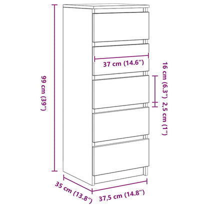 Dressoir met lades 37,5x35x99 cm spaanplaat betongrijs