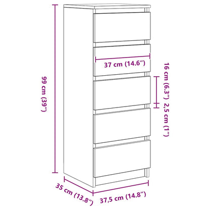 Dressoir met lades 37,5x35x99 cm spaanplaat grijs Sonoma