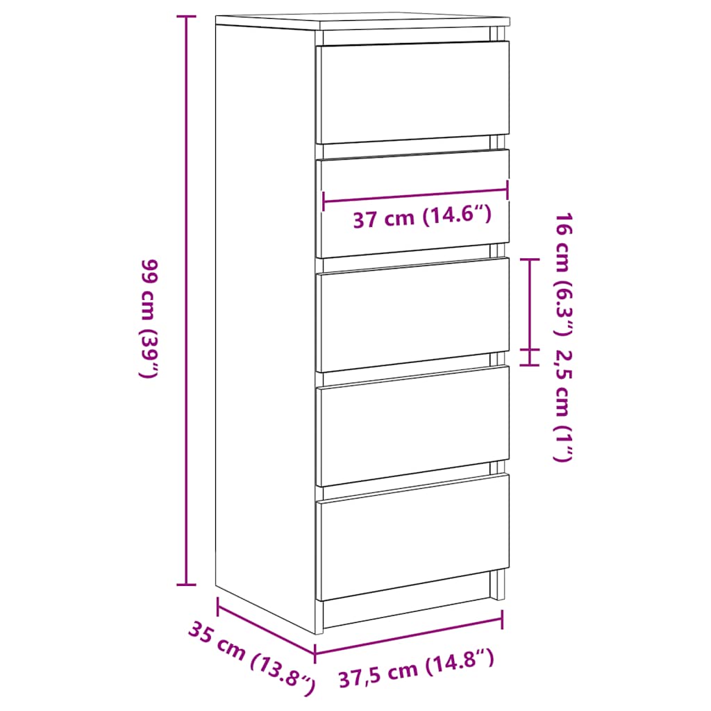 Dressoir met lades 37,5x35x99 cm bewerkt hout oud hout