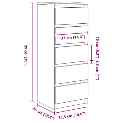 Dressoir met lades 37,5x35x99 cm bewerkt hout oud hout