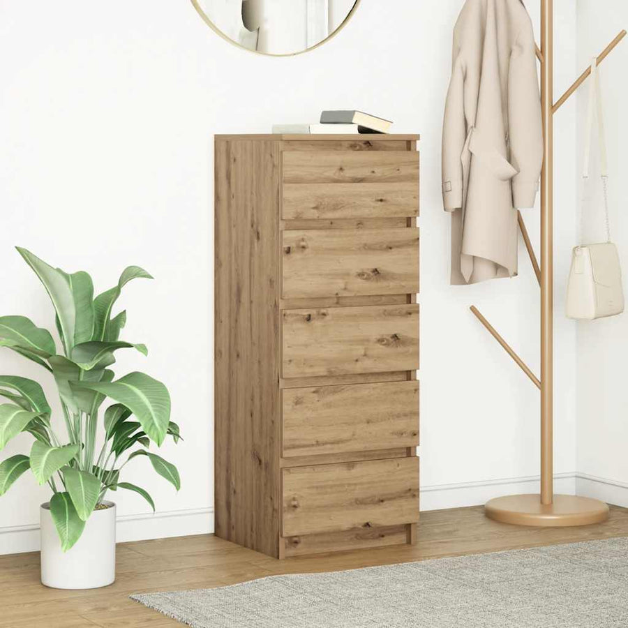 Dressoir met lades 37,5x35x99cm spaanplaat artisanaal eikenhout