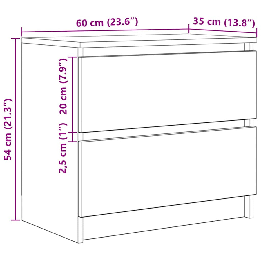 Tv-meubel 60x35x54 cm bewerkt hout betongrijs