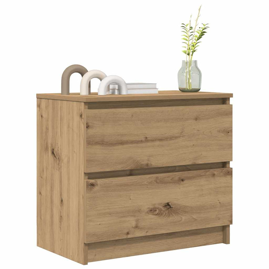 Tv-Meubel 60X35X54 Cm Bewerkt Hout Artisanaal Eikenkleur 60 cm