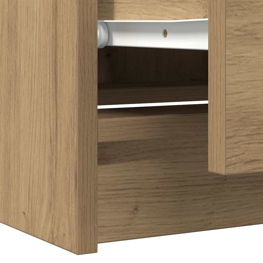 Tv-Meubel 60X35X54 Cm Bewerkt Hout Artisanaal Eikenkleur 60 cm