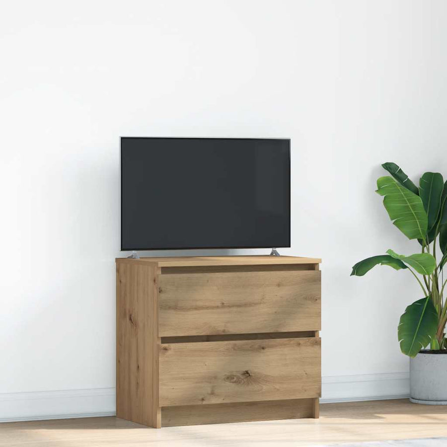 Tv-Meubel 60X35X54 Cm Bewerkt Hout Artisanaal Eikenkleur 60 cm