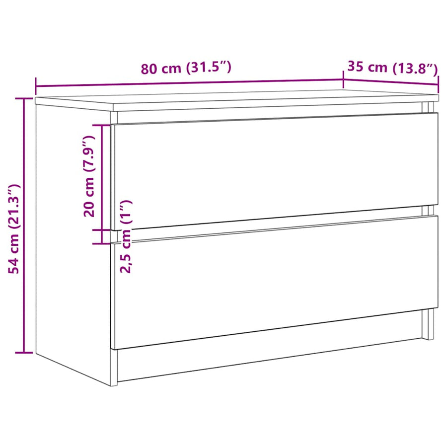 Tv-meubel ambachtelijk 80x35x54cm spaanplaat grijs eikenkleurig